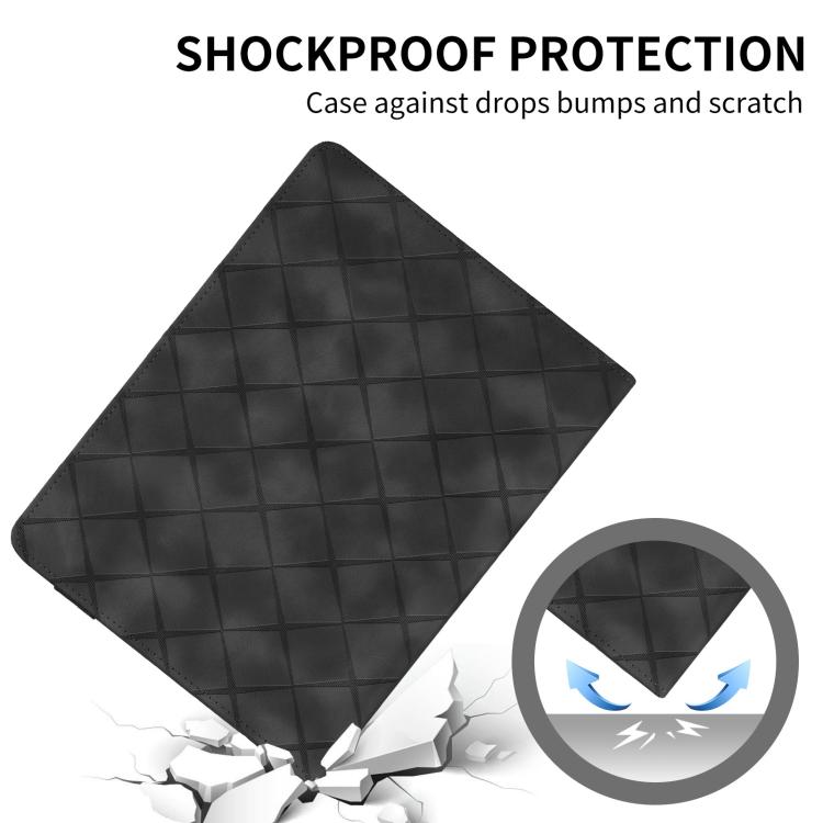 For iPad mini 6 / mini 2024 Rhombus Embossed Leather Smart Tablet Case(Black) - iPad mini 2024 Cases by buy2fix | Online Shopping UK | buy2fix