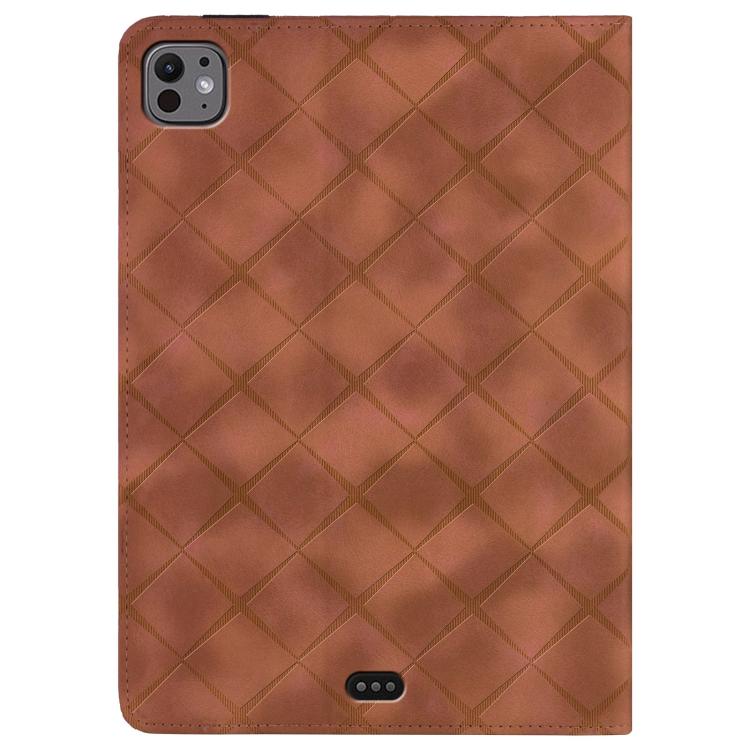 For iPad Pro 11 2024 Rhombus Embossed Leather Smart Tablet Case(Brown) - iPad Pro 11 2024 Cases by buy2fix | Online Shopping UK | buy2fix