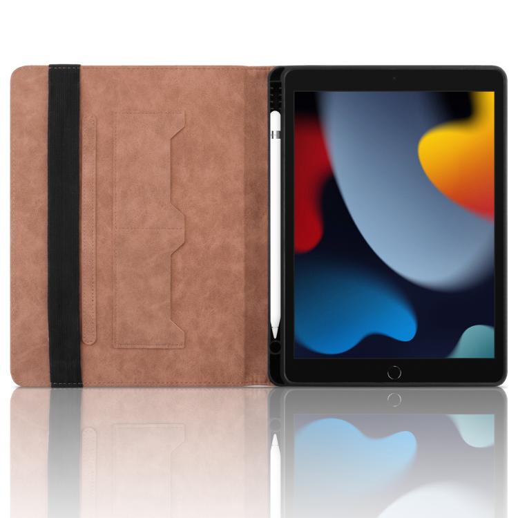 For iPad 10.2 2021 / Air 10.5 Rhombus Embossed Leather Smart Tablet Case(Brown) - iPad 10.2 Cases by buy2fix | Online Shopping UK | buy2fix