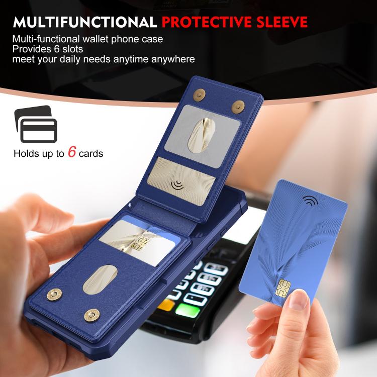 For iPhone 16 Pro Max 2-in-1 Magnetic Wallet MagSafe Leather Back Phone Case(Blue) - iPhone 16 Pro Max Cases by buy2fix | Online Shopping UK | buy2fix