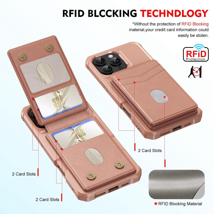 For iPhone 16 Pro Max 2-in-1 Magnetic Wallet MagSafe Leather Back Phone Case(Pink) - iPhone 16 Pro Max Cases by buy2fix | Online Shopping UK | buy2fix