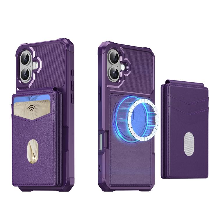 For iPhone 16 2-in-1 Magnetic Wallet MagSafe Leather Back Phone Case(Purple) - iPhone 16 Cases by buy2fix | Online Shopping UK | buy2fix