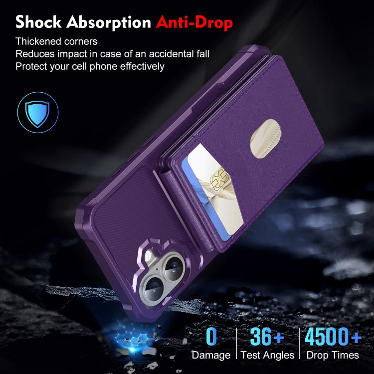 For iPhone 16 2-in-1 Magnetic Wallet MagSafe Leather Back Phone Case(Purple) - iPhone 16 Cases by buy2fix | Online Shopping UK | buy2fix