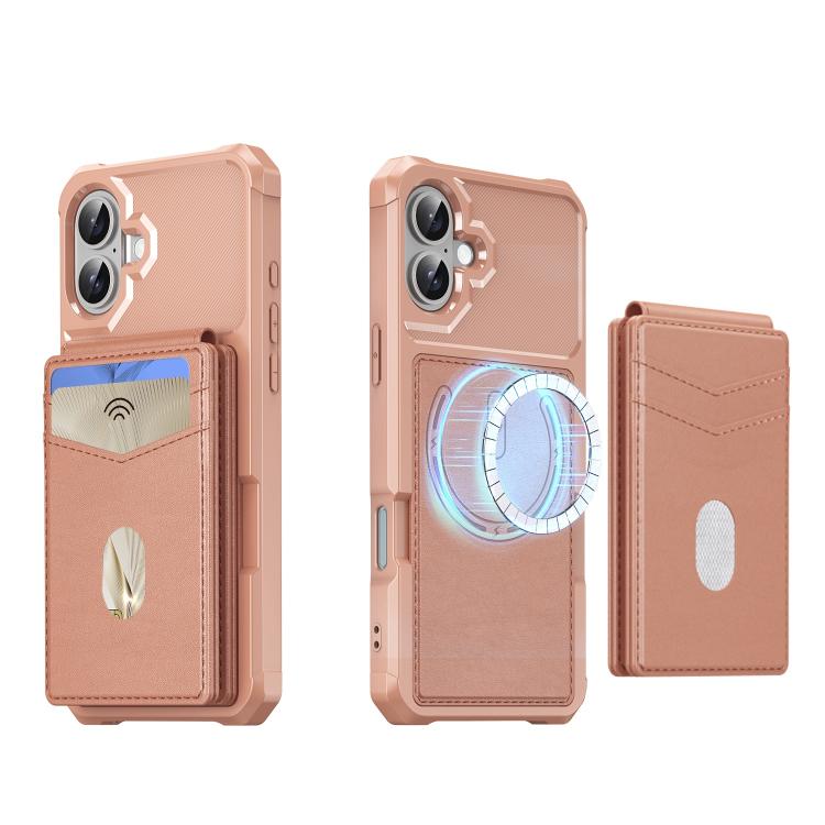 For iPhone 16 2-in-1 Magnetic Wallet MagSafe Leather Back Phone Case(Pink) - iPhone 16 Cases by buy2fix | Online Shopping UK | buy2fix