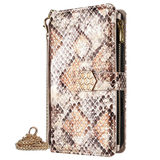 For iPhone 13 Pro Max Crossbody Handle Snake Texture Leather Phone Case(White) - iPhone 13 Pro Max Cases by buy2fix | Online Shopping UK | buy2fix