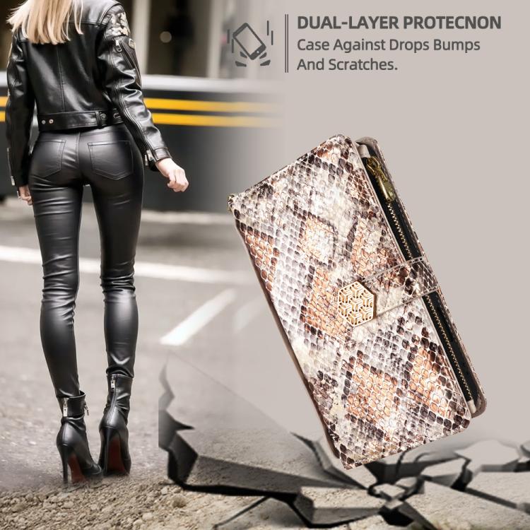 For iPhone 15 Pro Crossbody Handle Snake Texture Leather Phone Case(White) - iPhone 15 Pro Cases by buy2fix | Online Shopping UK | buy2fix