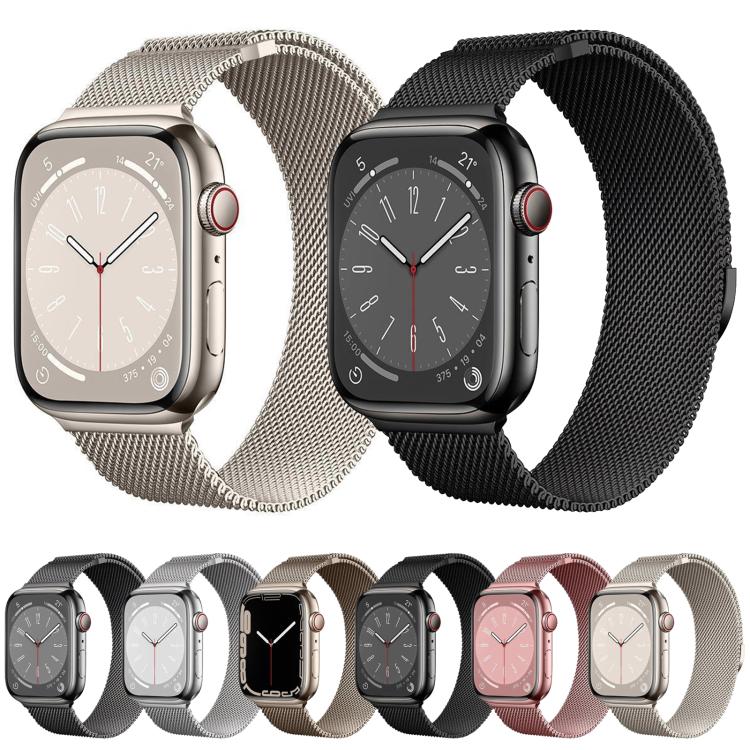 For Apple Watch 46mm / 49mm / 45mm / 44mm Kalebol Semi-circular Milanese Stainless Steel Strap(Vintage Gold) - Watch Bands by Kalebol | Online Shopping UK | buy2fix