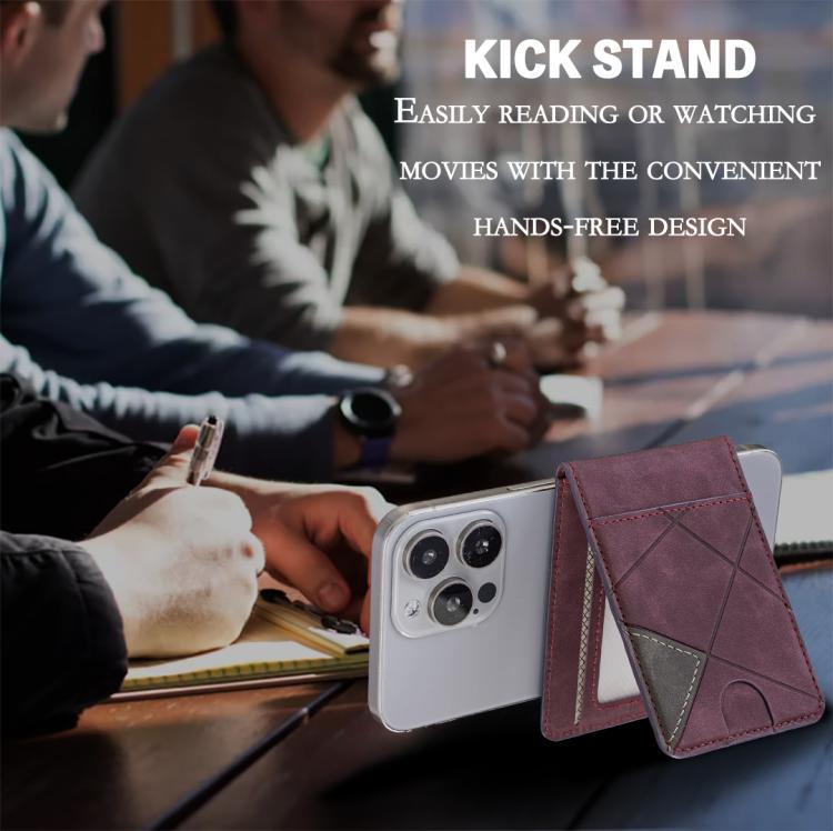 Prismatic Leather Vertical Magnetic Wallet Card Bag Case(Purple) - Adhesive Card Holders by buy2fix | Online Shopping UK | buy2fix