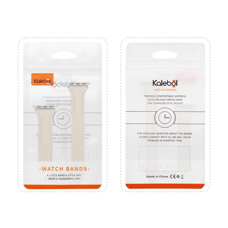 For Apple Watch 46mm / 49mm / 45mm / 44mm Kalebol Diamond Pattern Magnetic Buckle Leather Strap(Black) - Watch Bands by Kalebol | Online Shopping UK | buy2fix