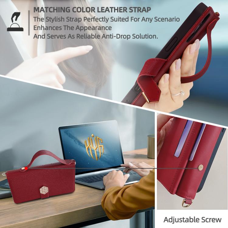 For iPhone 15 Pro Crossbody Handle Cross Texture Leather Phone Case(Red) - iPhone 15 Pro Cases by buy2fix | Online Shopping UK | buy2fix