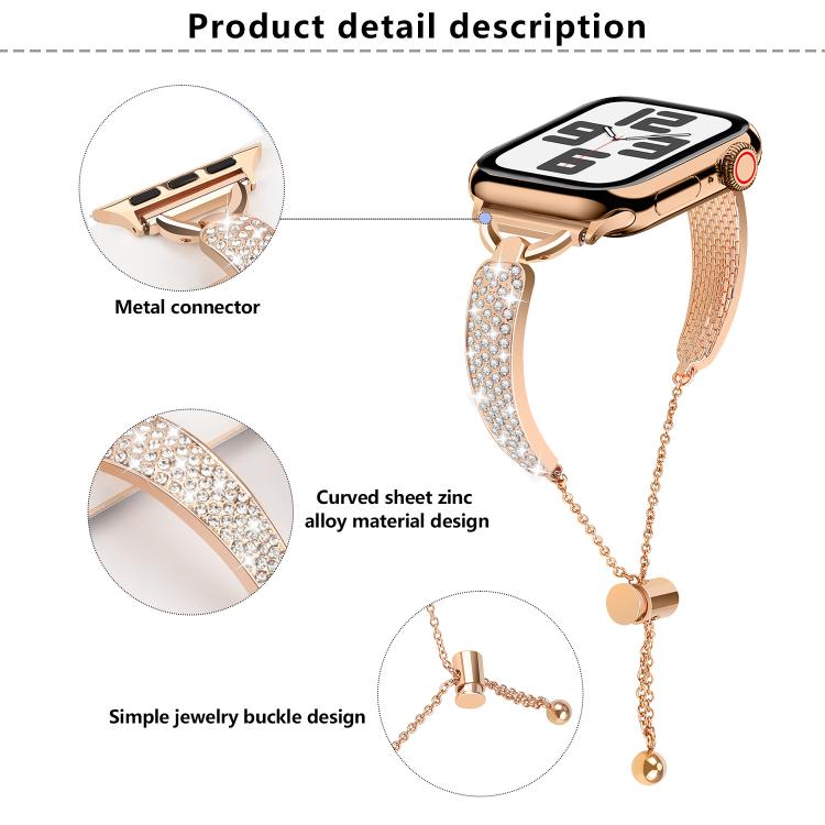 For Apple Watch 42mm / 41mm / 40mm / 38mm Kalebol Stone Curved Zinc Alloy Strap(Gold) - Watch Bands by Kalebol | Online Shopping UK | buy2fix