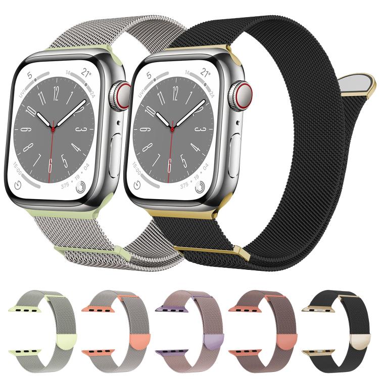 For Apple Watch 46mm / 49mm / 45mm / 44mm Kalebol Semi-round Tail Milan Stainless Steel Strap(Pink Orange) - Watch Bands by Kalebol | Online Shopping UK | buy2fix