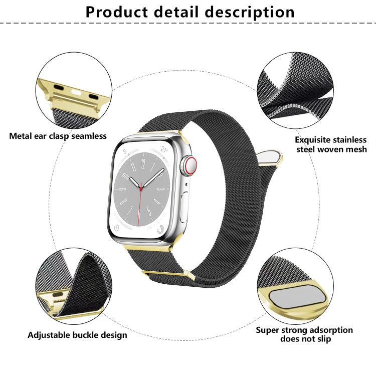 For Apple Watch 46mm / 49mm / 45mm / 44mm Kalebol Semi-round Tail Milan Stainless Steel Strap(Pink Orange) - Watch Bands by Kalebol | Online Shopping UK | buy2fix