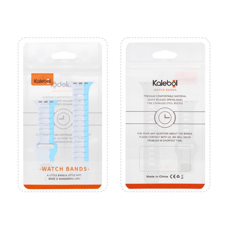 For Apple Watch 46mm / 49mm / 45mm / 44mm Kalebol Wave Reverse Buckle Two-color Silicone Strap(Starlight Orange) - Watch Bands by Kalebol | Online Shopping UK | buy2fix