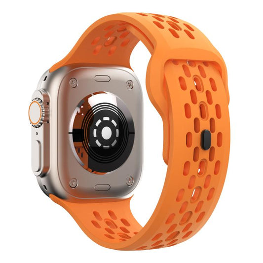 For Apple Watch 42mm / 41mm / 40mm / 38mm Kalebol Mesh Reverse Buckle Silicone Strap(Orange) - Watch Bands by Kalebol | Online Shopping UK | buy2fix