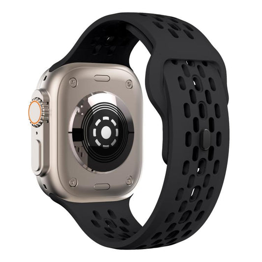 For Apple Watch 42mm / 41mm / 40mm / 38mm Kalebol Mesh Reverse Buckle Silicone Strap(Black) - Watch Bands by Kalebol | Online Shopping UK | buy2fix