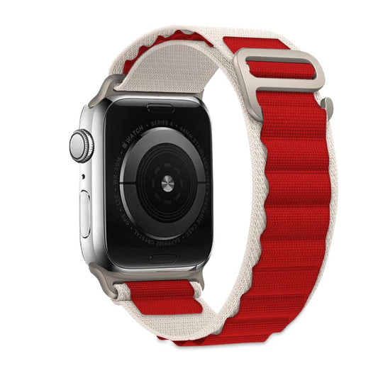 For Apple Watch 46mm / 49mm / 45mm / 44mm Kalebol Aline Nylon Loop Watch Band(Red+White) - Watch Bands by Kalebol | Online Shopping UK | buy2fix