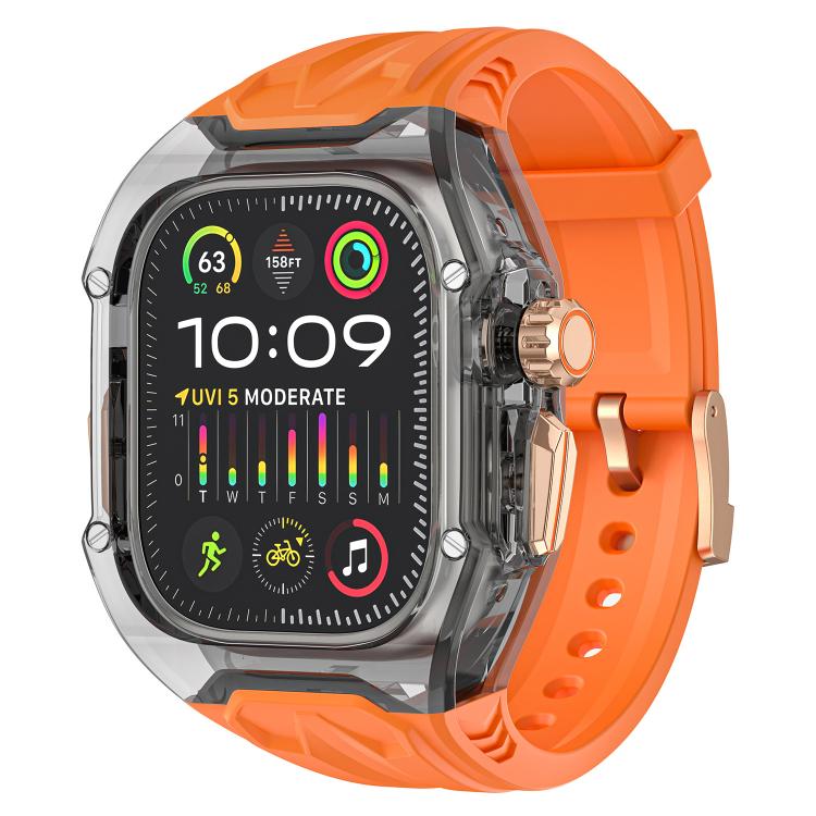 For Apple Watch 42mm / 41mm / 40mm / 38mm Kalebol Glacier Integrated Transparent Silicone Strap(Orange Transparent Black) - Watch Bands by Kalebol | Online Shopping UK | buy2fix