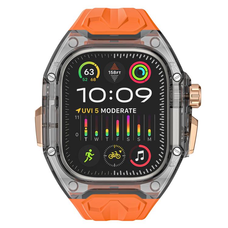 For Apple Watch 42mm / 41mm / 40mm / 38mm Kalebol Glacier Integrated Transparent Silicone Strap(Orange Transparent Black) - Watch Bands by Kalebol | Online Shopping UK | buy2fix