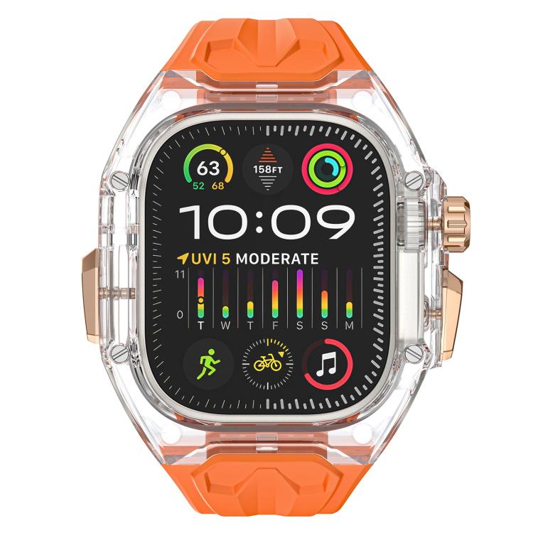 For Apple Watch 42mm / 41mm / 40mm / 38mm Kalebol Glacier Integrated Transparent Silicone Strap(Orange Transparent) - Watch Bands by Kalebol | Online Shopping UK | buy2fix
