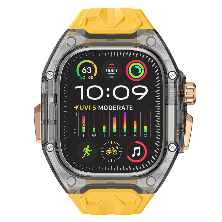 For Apple Watch 42mm / 41mm / 40mm / 38mm Kalebol Glacier Integrated Transparent Silicone Strap(Yellow Transparent Black) - Watch Bands by Kalebol | Online Shopping UK | buy2fix