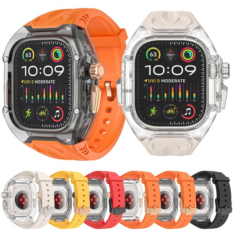For Apple Watch 42mm / 41mm / 40mm / 38mm Kalebol Glacier Integrated Transparent Silicone Strap(Orange Transparent) - Watch Bands by Kalebol | Online Shopping UK | buy2fix