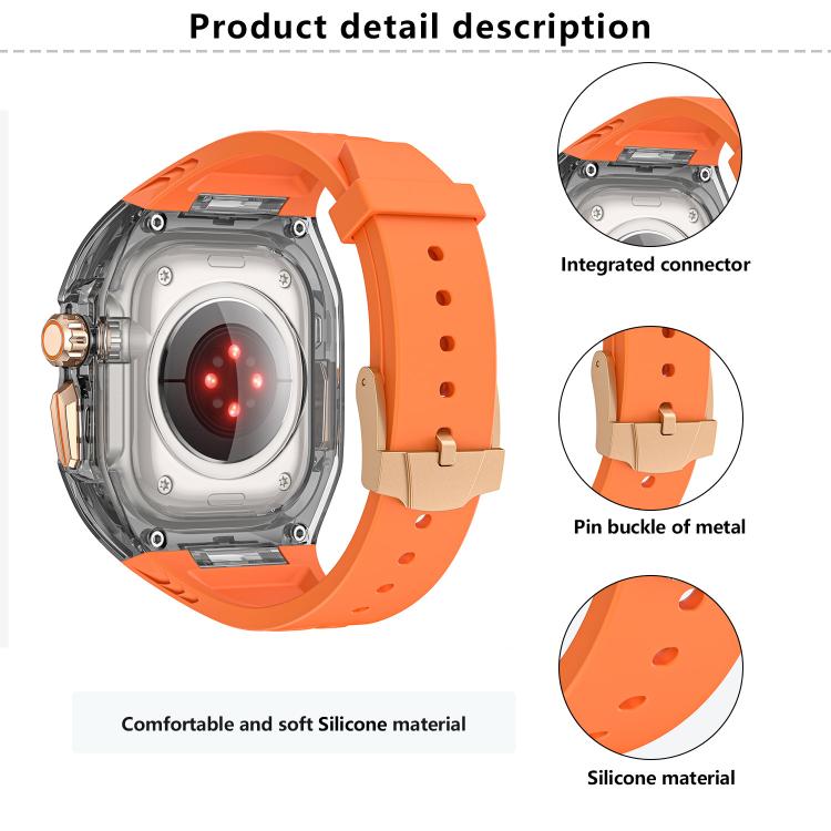 For Apple Watch 42mm / 41mm / 40mm / 38mm Kalebol Glacier Integrated Transparent Silicone Strap(Orange Transparent) - Watch Bands by Kalebol | Online Shopping UK | buy2fix
