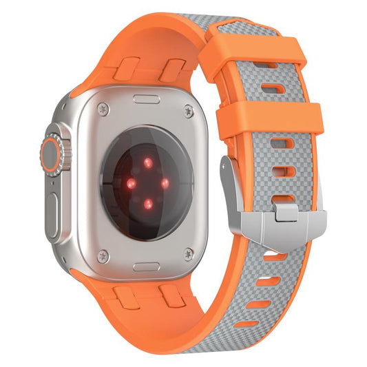 For Apple Watch 46mm / 49mm / 45mm / 44mm Kalebol Farmhouse Oak Silicone Strap(Orange + Grey) - Watch Bands by Kalebol | Online Shopping UK | buy2fix