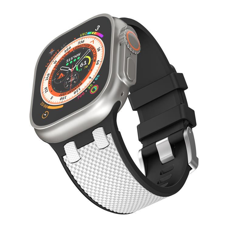 For Apple Watch 42mm / 41mm / 40mm / 38mm Kalebol Farmhouse Oak Silicone Strap(Black + White) - Watch Bands by Kalebol | Online Shopping UK | buy2fix