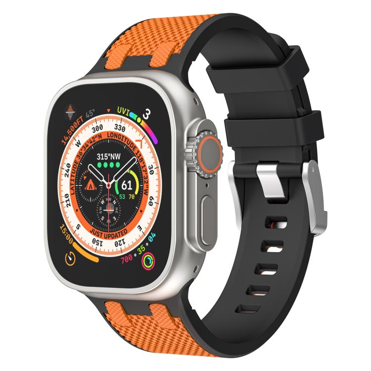 For Apple Watch 42mm / 41mm / 40mm / 38mm Kalebol Farmhouse Oak Silicone Strap(Black + Orange) - Watch Bands by Kalebol | Online Shopping UK | buy2fix