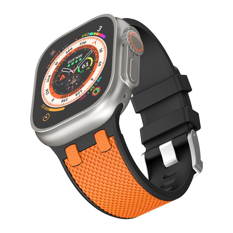 For Apple Watch 42mm / 41mm / 40mm / 38mm Kalebol Farmhouse Oak Silicone Strap(Black + Orange) - Watch Bands by Kalebol | Online Shopping UK | buy2fix
