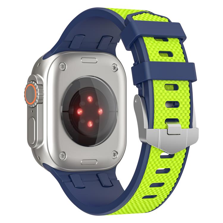 For Apple Watch 42mm / 41mm / 40mm / 38mm Kalebol Farmhouse Oak Silicone Strap(Blue + Lime Green) - Watch Bands by Kalebol | Online Shopping UK | buy2fix