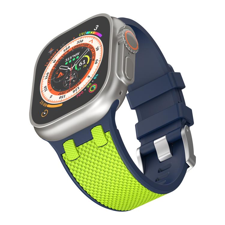 For Apple Watch 42mm / 41mm / 40mm / 38mm Kalebol Farmhouse Oak Silicone Strap(Blue + Lime Green) - Watch Bands by Kalebol | Online Shopping UK | buy2fix