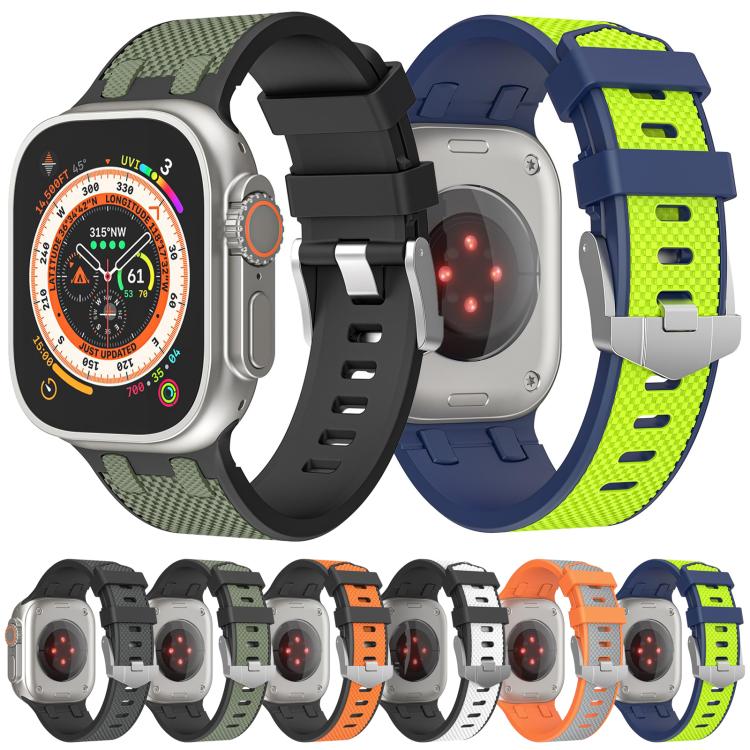 For Apple Watch 42mm / 41mm / 40mm / 38mm Kalebol Farmhouse Oak Silicone Strap(Blue + Lime Green) - Watch Bands by Kalebol | Online Shopping UK | buy2fix