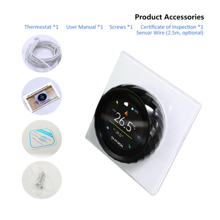BHT-2007-P16-GALW Water Heating 1.6 inch TFT Color Screen WiFi Smart hreaded Knob Thermostat(White Black) - Thermostat & Thermometer by buy2fix | Online Shopping UK | buy2fix