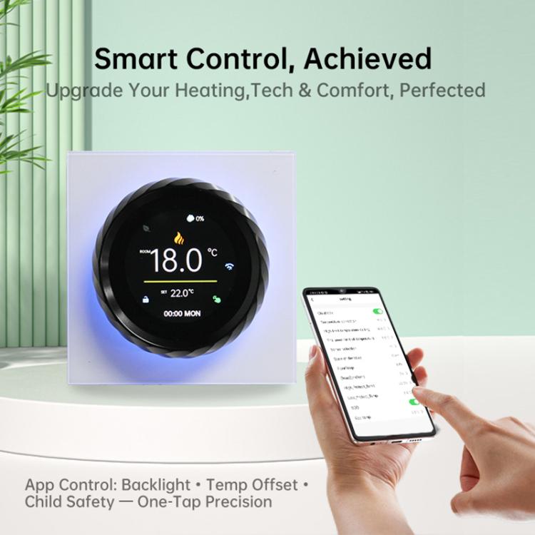 BHT-2007-P16-GALW Water Heating 1.6 inch TFT Color Screen WiFi Smart hreaded Knob Thermostat(White Black) - Thermostat & Thermometer by buy2fix | Online Shopping UK | buy2fix