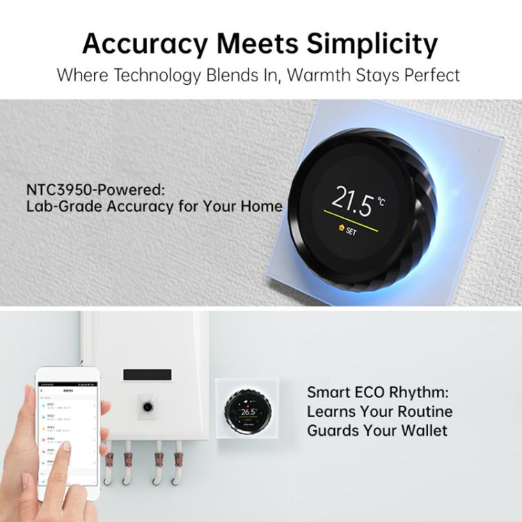 BHT-2007-P16-GALW Water Heating 1.6 inch TFT Color Screen WiFi Smart hreaded Knob Thermostat(White Black) - Thermostat & Thermometer by buy2fix | Online Shopping UK | buy2fix