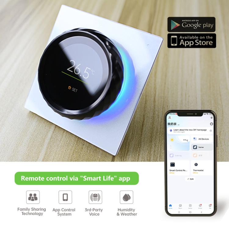 BHT-2007-P16-GALW Water Heating 1.6 inch TFT Color Screen WiFi Smart hreaded Knob Thermostat(White Black) - Thermostat & Thermometer by buy2fix | Online Shopping UK | buy2fix