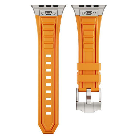 For Apple Watch 46mm / 49mm / 45mm / 44mm Kalebol High Stretch Silicone Armor Watch Band(Titanium Orange) - Watch Bands by Kalebol | Online Shopping UK | buy2fix