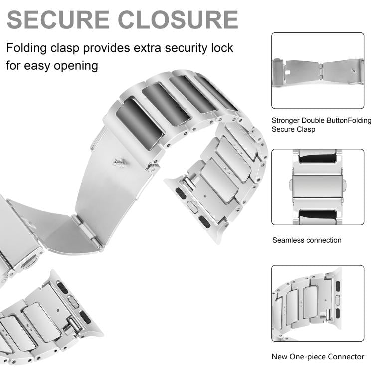 For Apple Watch 42mm / 41mm / 40mm / 38mm Kalebol Tooling Metal Zinc Alloy Watch Band(Silver Black) - Watch Bands by Kalebol | Online Shopping UK | buy2fix