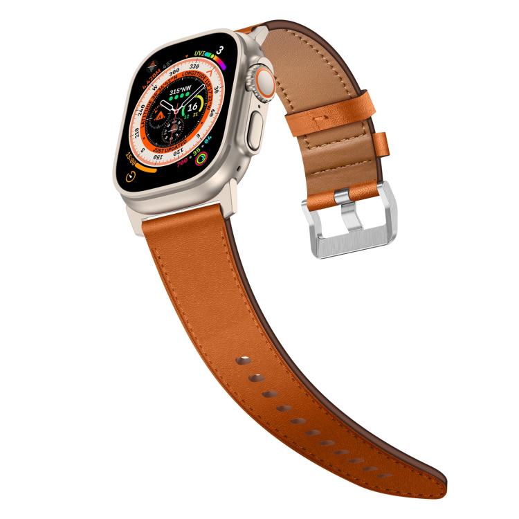 For Apple Watch 46mm / 49mm / 45mm / 44mm Kalebol Genuine Leather Watch Band(Titanium Brown) - Watch Bands by Kalebol | Online Shopping UK | buy2fix