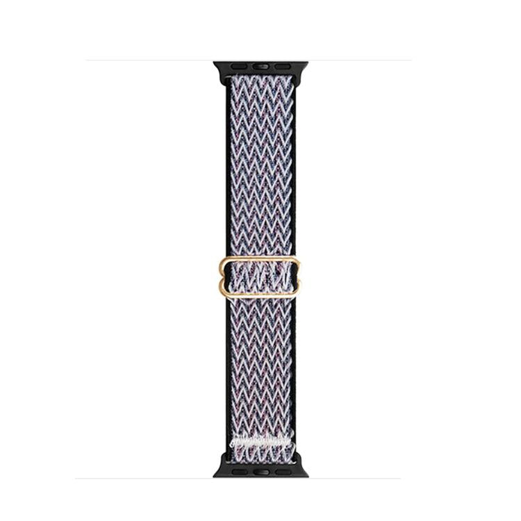 For Apple Watch 42mm / 41mm / 40mm / 38mm Kalebol Eight Buckle Wavy Braided Nylon Watch Band(Black Grey) - Watch Bands by Kalebol | Online Shopping UK | buy2fix