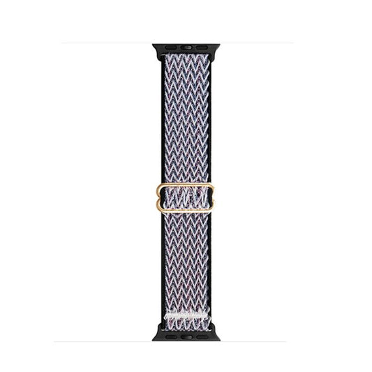 For Apple Watch 42mm / 41mm / 40mm / 38mm Kalebol Eight Buckle Wavy Braided Nylon Watch Band(Black Grey) - Watch Bands by Kalebol | Online Shopping UK | buy2fix
