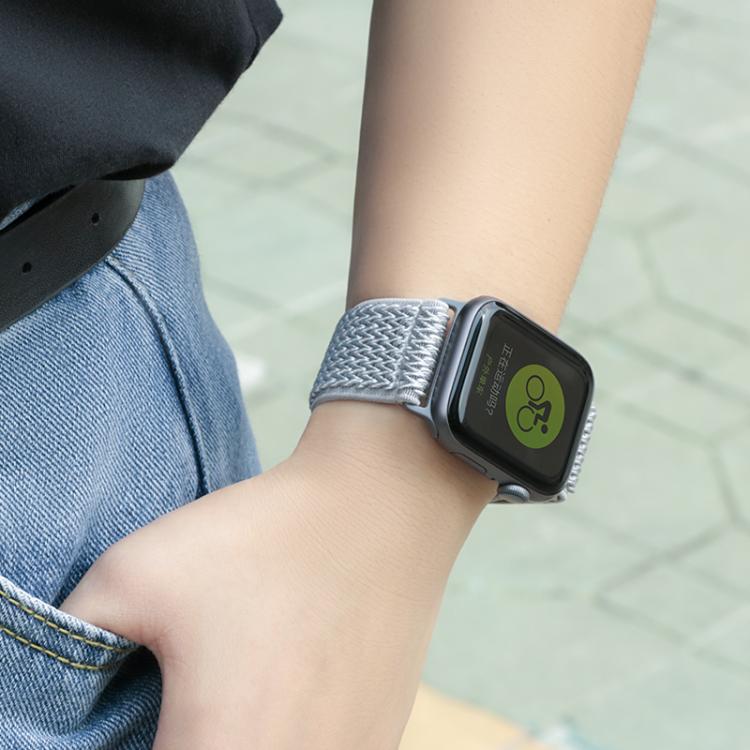 For Apple Watch 42mm / 41mm / 40mm / 38mm Kalebol Eight Buckle Wavy Braided Nylon Watch Band(Navy Blue) - Watch Bands by Kalebol | Online Shopping UK | buy2fix