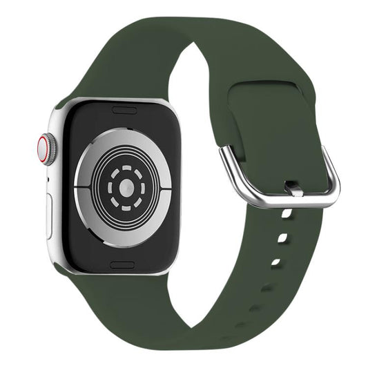 For Apple Watch 42mm / 41mm / 40mm / 38mm Kalebol Metal Pin Buckle Silicone Watch Band(Army Green) - Watch Bands by Kalebol | Online Shopping UK | buy2fix