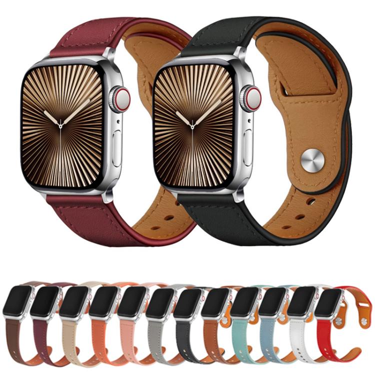 For Apple Watch 42mm / 41mm / 40mm / 38mm Kalebol Large Stud Buckle Leather Watch Band(Pink) - Watch Bands by Kalebol | Online Shopping UK | buy2fix