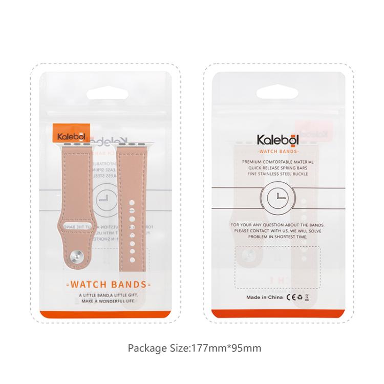 For Apple Watch 42mm / 41mm / 40mm / 38mm Kalebol Large Stud Buckle Leather Watch Band(Pink) - Watch Bands by Kalebol | Online Shopping UK | buy2fix