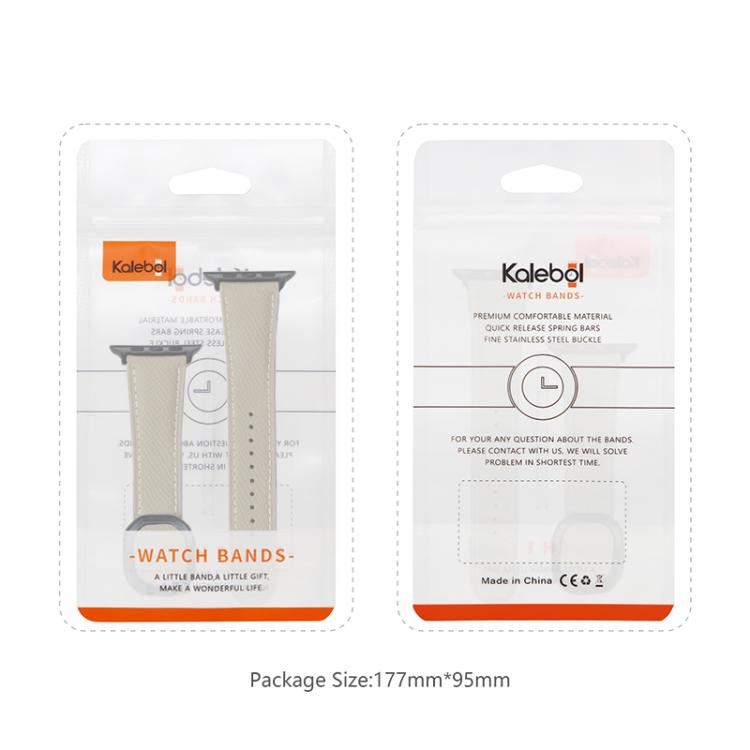 For Apple Watch 42mm / 41mm / 40mm / 38mm Kalebol Magnetic Fold Genuine Buckle Leather Watch Band(Beige) - Watch Bands by Kalebol | Online Shopping UK | buy2fix