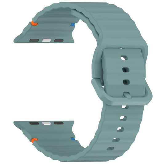 For Apple Watch 46mm / 49mm / 45mm / 44mm Kalebol Wavy Grain Stitched Silicone Watch Band(Pine Green) - Watch Bands by Kalebol | Online Shopping UK | buy2fix