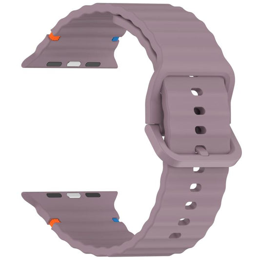 For Apple Watch 46mm / 49mm / 45mm / 44mm Kalebol Wavy Grain Stitched Silicone Watch Band(Purple Smoke) - Watch Bands by Kalebol | Online Shopping UK | buy2fix
